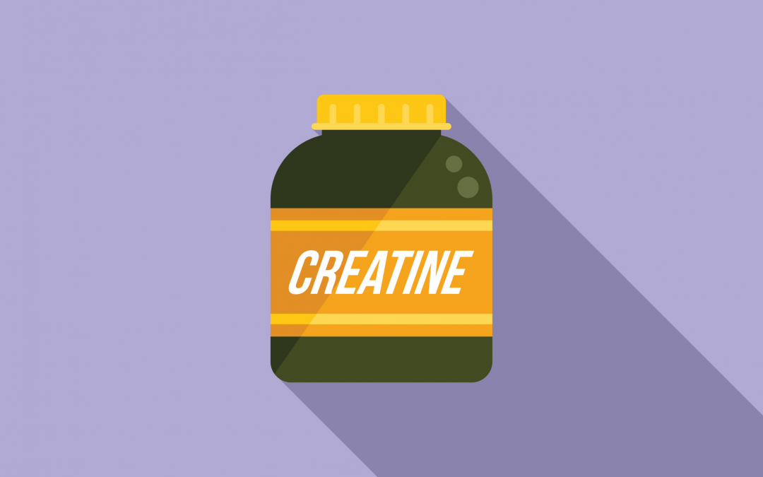 A creatine bottle in cartoon form is centre frame as the user aims to find out if it affects hair loss